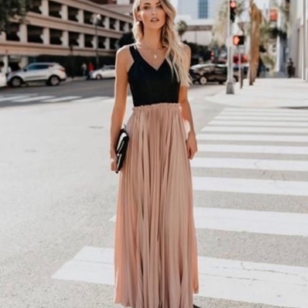 Vici Black and Cream Maxi Dress